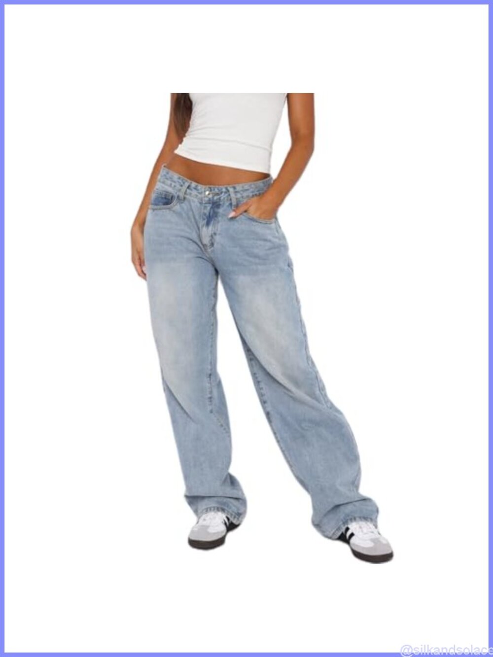 Women's Low Rise Wide Leg Baggy Jeans Loose Fit Boyfriend Denim Pants